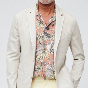 Bonobos Men's Khaki Cotton Jacket with Patch Pockets in Medium (38R) Slim Fit